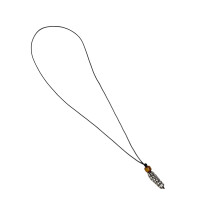 Fashionable Black Rope Necklace With Metal Pinecone-silver