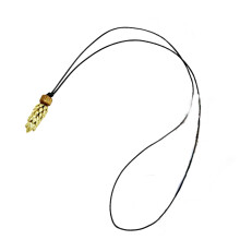 Unique Black Rope Necklace With Pinecone Design-Gold-color