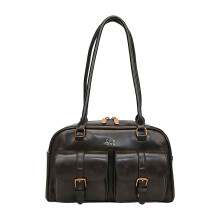 Faux Leather Purses Women's Shoulder Bags Retro Soft-Black