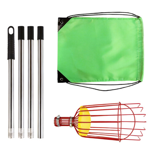 Extendable Telescopic Rod Long Handle Garden Basket-Red 1.6m