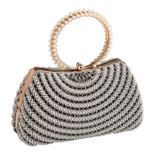 Contemporary Wedding Purse Faux Pearls Detailing Triple-Black