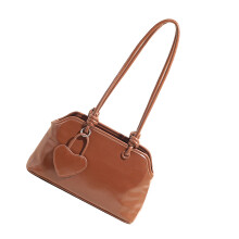 PU-Leder-Unterarmtasche, Retro-inspirierte Handtasche im-braun
