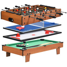 4-in-1-Spieltisch: Tischfußball, Billard, Tischtennis, Hockey