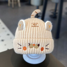 (Beige)Baby Toddler Winter Knit Hat Ear Flap Baby Warmth Cold Weather Wear Coverage