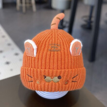 (Orange)Baby Toddler Winter Knit Hat Ear Flap Baby Warmth Cold Weather Wear Coverage