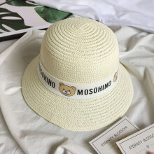 (Style G)Kids Straw Bucket Hat With Wide Brim And Geometric Design For Outdoors Summer