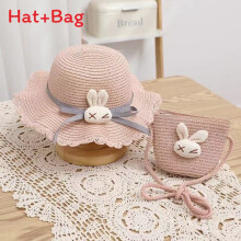 (Pink)Kids Breathable Straw Hat With Short Brim Cute Princess Theme Spring Trip Beach