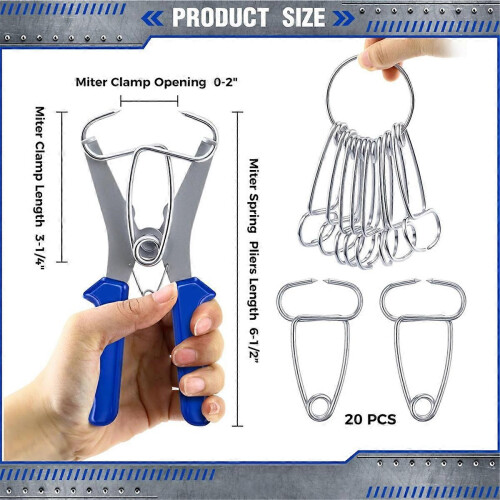 Miter Spring Clamps Kit 20 Miter Clamps with Spring Loaded Pliers 1