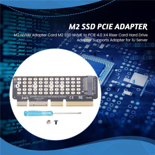 M2 NVMe-Adapterkort M2 SSD NVME Till PCIE 4.0 X4 Riser-Kort HåRddiskadapter StöDer MKEY-Adapter för 1U-Server 2