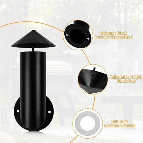 Pellet Grill Smoke Stack Chimney Replacement for Pit Boss Traeger Camp Chef, Replacement Stack Smoker Kits 1
