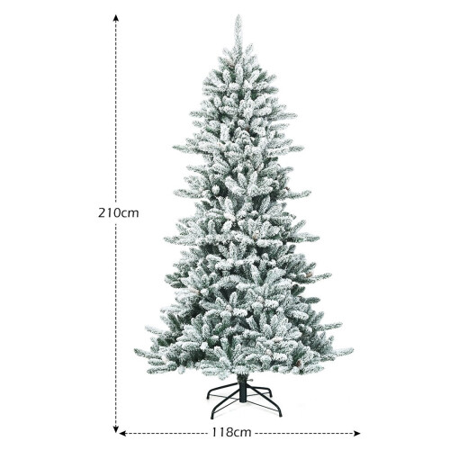 210 cm Artificial Snowy Christmas Tree with Pinecones 2