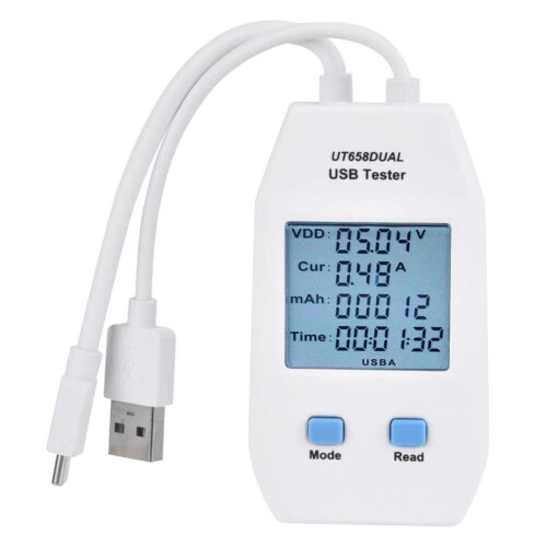 USB Tester, -T LCD USB Tester Detector Voltmeter Ammeter Digital Power Capacity Tester Meter(UT658 Dual)