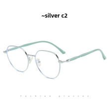 (Silver)Monture de lunettes fille légère bloquant la lumière bleue avec verres PC pour une utilisation quotidienne
