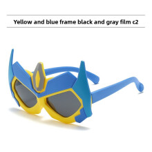 (Yellow)Lunettes de soleil enfant style dessin animé avec verres polarisés protégés plage cyclisme utilisation
