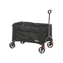 Folding trolley with wheels, 150-litre folding trolley, side-opening, with adjustable handle and brake, black