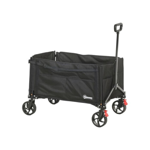 Folding trolley with wheels, 150-litre folding trolley, side-opening, with adjustable handle and brake, black