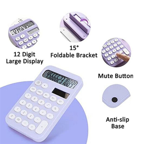2 Pcs Desk Calculator Basic Calculator 12 Digit Pocket Calculators Desktop with LCD Display for Office and School 2