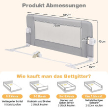 Faltbares Bettgitter für Kleinkinder, 105x40x42 cm, Grau