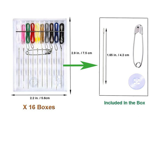 48 Boxes Home and Travel Quick Fix Sewing Kit Pre Threaded Needle Kit, Each Box with 10 Pieces 1
