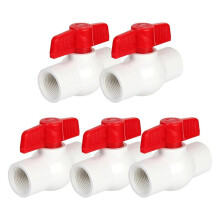 5 Stuks 3/4" PVC Kogelkranen, T-Handgreep Waterafsluitkogelkraan met Schroefdraad (NPT), PVC-Klep 3/4 Inch