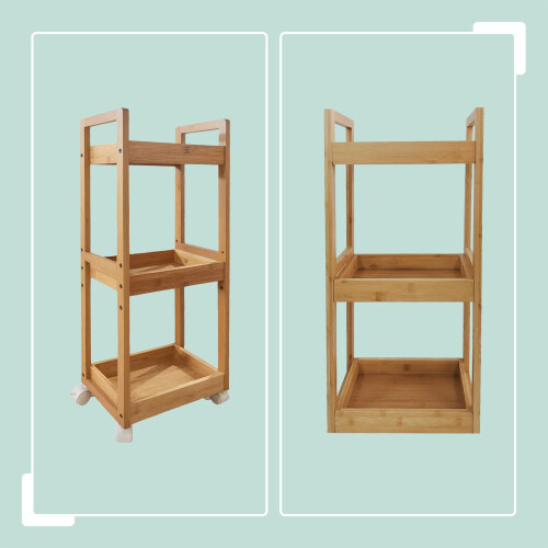 Bamboo Storage Trolley with 3 Adjustable Shelves 2