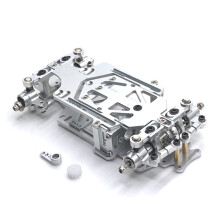 RC01 1/28 Escala RWD RC Coche de Deriva Distancia Entre Ejes Ajustable Chasis de Metal KIT para K969 K989 284131 -Q, Plateado