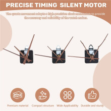3 PièCes de MéCanisme de Mouvement D'Horloge à Quartz avec 3 Types D'Aiguilles D'Horloge en Bois de Noyer Accessoires D'Horloge pour la RéParation