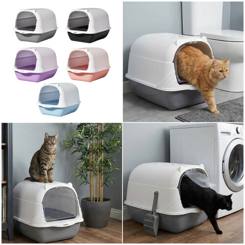 Enclosed Cats Litter Box with Removable Top to Maintain-Gray 2