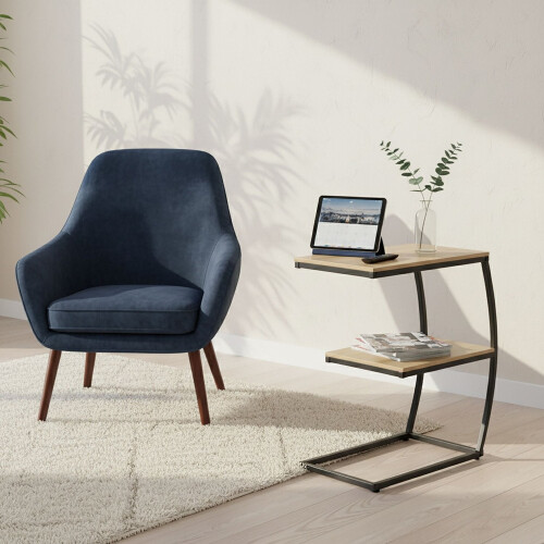 C-Shaped Side Table, 2-Tier, Metal Frame 2