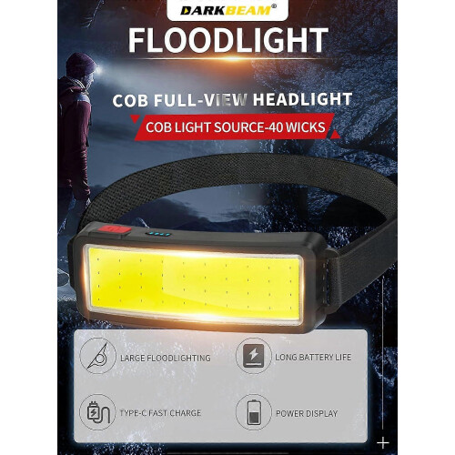 Φακός κεφαλής COB LED, Ισχυρός επαναφορτιζόμενος φακός κεφαλής USB, Αδιάβροχος φακός 1
