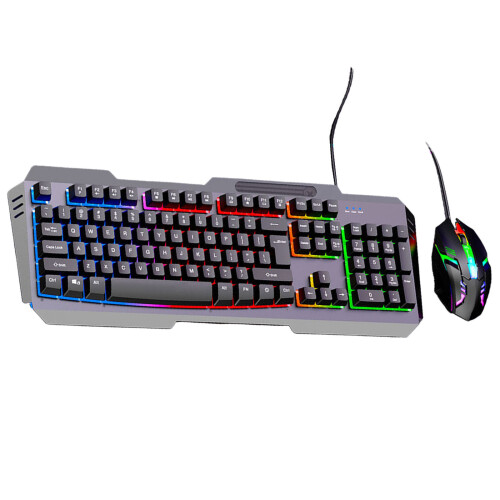DS600 104key Corded Keyboard-black rainbow light keyboard mouse