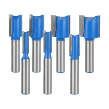 7-delige rechte freesbit voor houtbewerking met blauwe coating