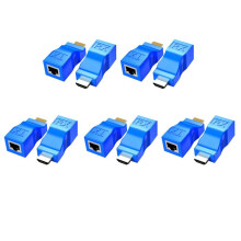 Extensor de 10 Paquetes, Repetidor Convertidor una RJ45 Sobre Cat 5E / 6 1080P Extensor Hasta 30M para HDTV PS4 STB 4K 2K