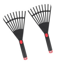 Set Of 2 Sturdy Plastic Rakes Ergonomic Handle Perfect-black