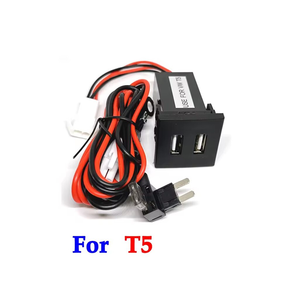 12V Dual Usb Charger Adapter Socket In-Dash Usb Charger Upgrade For T5 Transporter 2003-2009 4714120354115