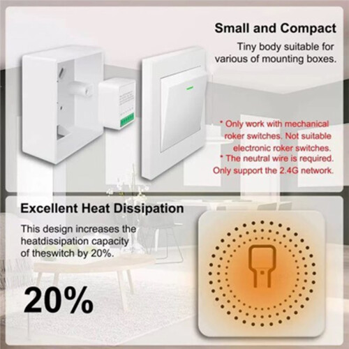 Módulo de Interruptor de Luz Inteligente ZigBee 3.0 para Home Assistant, 16 A,  Interruptor DIY, Compatible con Control de 2 Vías, Funciona con 2