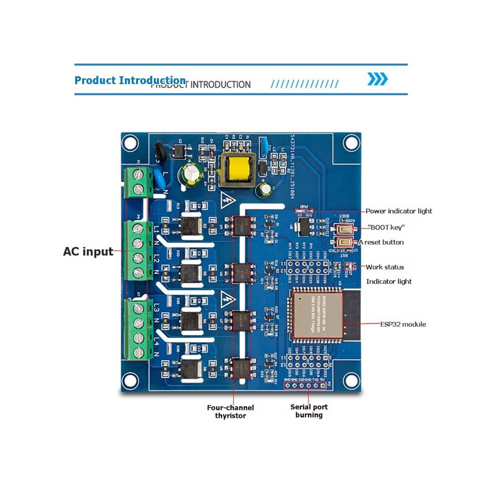 Esp 32 Quad-Channel Bt137s Thyristor Output Module Development Board Ac Power Supply 4714011787701
