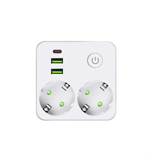 Wall Socket Power Strip Extender with 2 AC Outlets 2 USB  1 Type-C Charger Electrical  for Home EU Plug