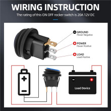 5 Interruptores Basculantes Redondos Impermeables con Carcasa, 12 V, LED Azul, Interruptor Basculante con Luz de Encendido/Apagado SPST de 3 Pines, 12