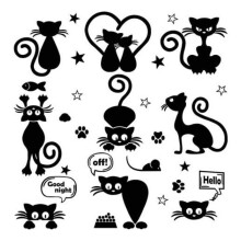 Autocolant de perete detașabil cu tematică creativă de pisică, decor de petrecere impermeabil pentru ornamentele casei, 4 buc autocolant de ușă