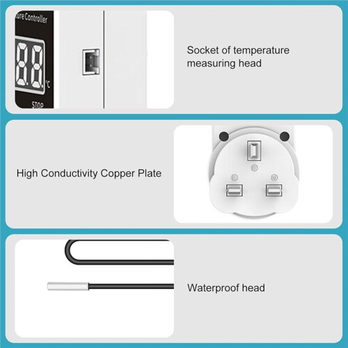 Thermostat Socket with Sensor,Temperature Controller Socket Outlet Lcd Screen Heating Cooling Temperature  UK Plug 1