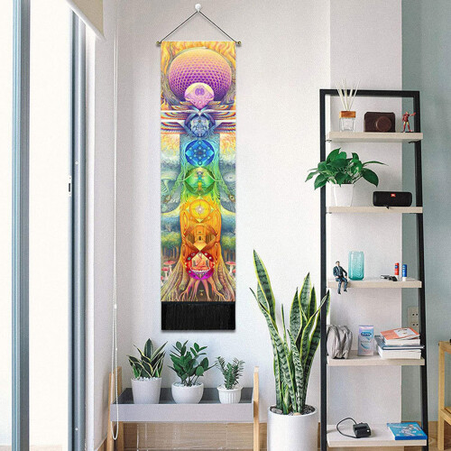 Ταπισερί Vintage Design, Κρεμαστός Καμβάς Αφίσας Meditation7Chakras με Έργα Τέχνης Υψηλής 1