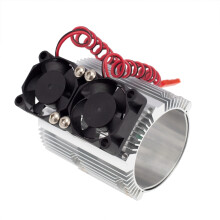 RC Auto 41-43mm Dual Fan Motor Radiator Koellichaam voor Hoge Snelheid 1:8 Motor voor SUMMIT S E-REVO E, Zilver