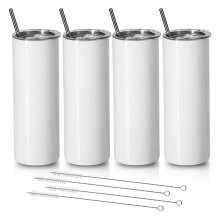 Vasos de SublimacióN de 20 Onzas Flaco Recto, Acero Inoxidable para SublimacióN en Vaso Delgado, con Tapa y Pajita, Paquete de 4