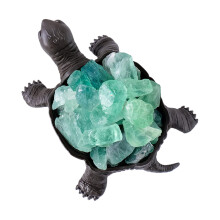 Niedliche Kristall-Schildkröten-Statue,-grüner Fluorit
