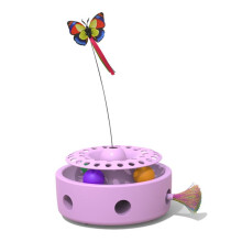 Pet Electric 3-in-1 Kattendraaitafel, Kattenvlinder, Vliegende Veer, Perforator, Slim Zelfentertainment, Kattenspeelgoed, Roze