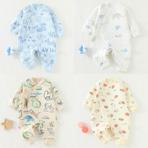 (Style E,80cm)Infant Cold Weather Bodysuit Multidesigns Thick Cotton Fabric Crawling Sleeping 1