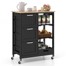 Kitchen Island kärry säilytystilalla, pyörät, musta, 67x37x84 cm