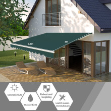 Retractable Balcony Awning, 360x300 cm, Green