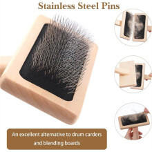 4 Pcs Hand Carders for Wool, Wool Carders & Carding Brush Set with Wood Handle,Pet Grooming, Yarn & Fiber Projects